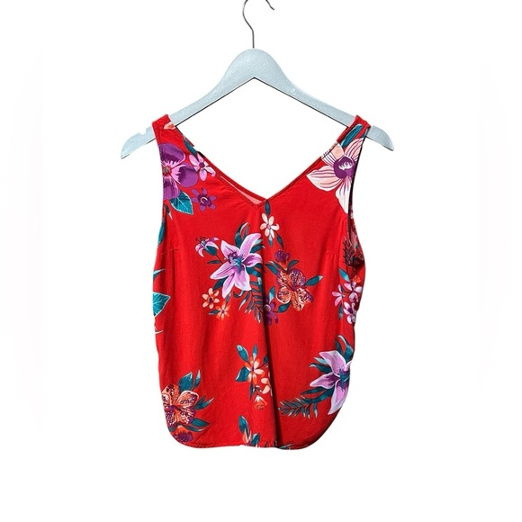 🟣Old Navy Red Floral V-Neck Tank Top – Size Small - Picture 1 of 4